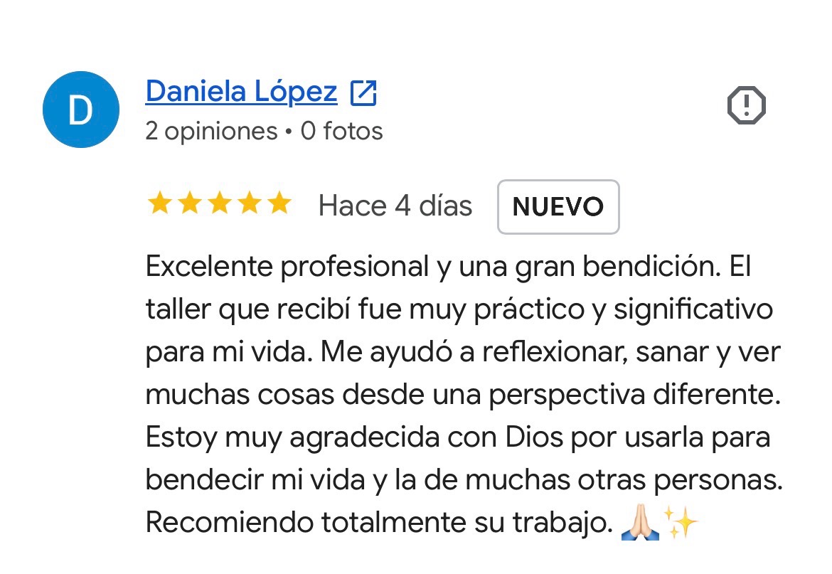 Reseña de cinco estrellas de Daniela López sobre el acompañamiento de Luz Inés Lalinde